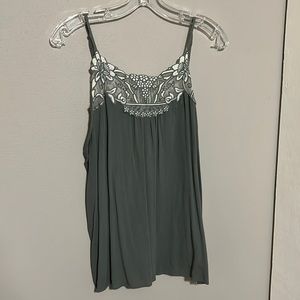 Floral lace green tank
